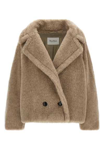 mxmcambusa short coat in alpaca and cashmere teddy fabric on a silk base