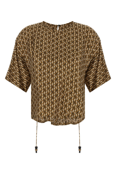 mxmnordica blouse in pure patterned silk twill