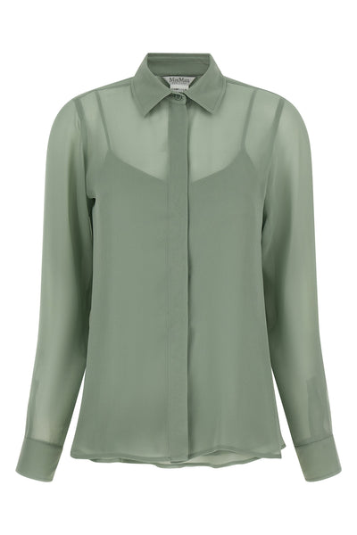 mxmgolfo semi-transparent pure silk crêpe de chine shirt