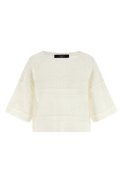 wkiorche cotton perforated knitted sweater