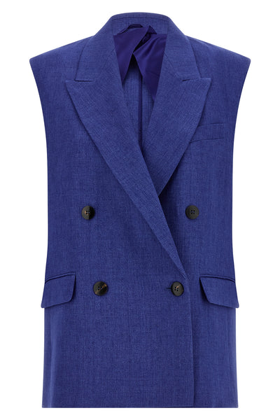 mstaia waistcoat in pure linen délavé batavia