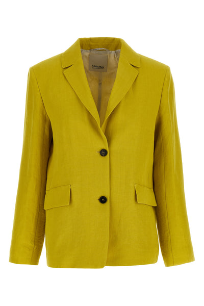 smmalberta single-breasted blazer in pure linen canvas