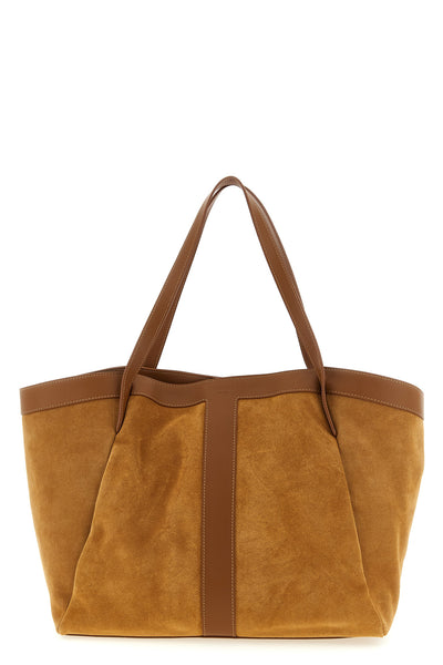 tone-on-tone suede and smooth leather shopping