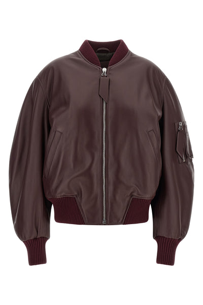 the attico anja bomber jacket in pure lambskin redefines classic volumes throu