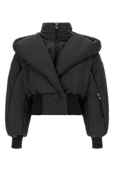 the attico down jacket redefines the volumes of outerwear through a complex laye