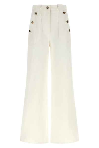 the max mara mxmbadesse trousers are made of cream garment-treated cotton bull