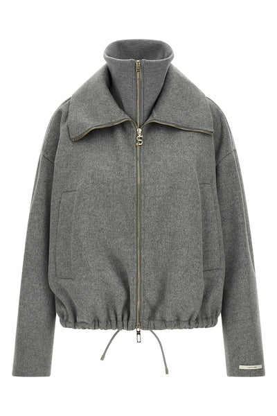 the sportmax emiro bomber jacket redefines the volumes of outerwear through an