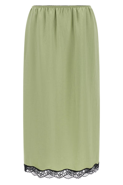 the twinset longuette skirt stands out for a fluid and slippery silhouette