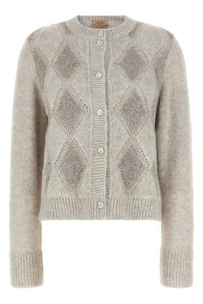 the twinset cardigan stands out for its sartorial construction in a fine alpaca