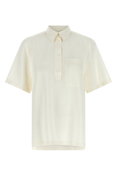 fluid polo shirt in wool and viscose blend