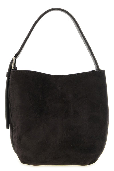 the toteme small belted suede tote handbag is made of 100% soft cowhide