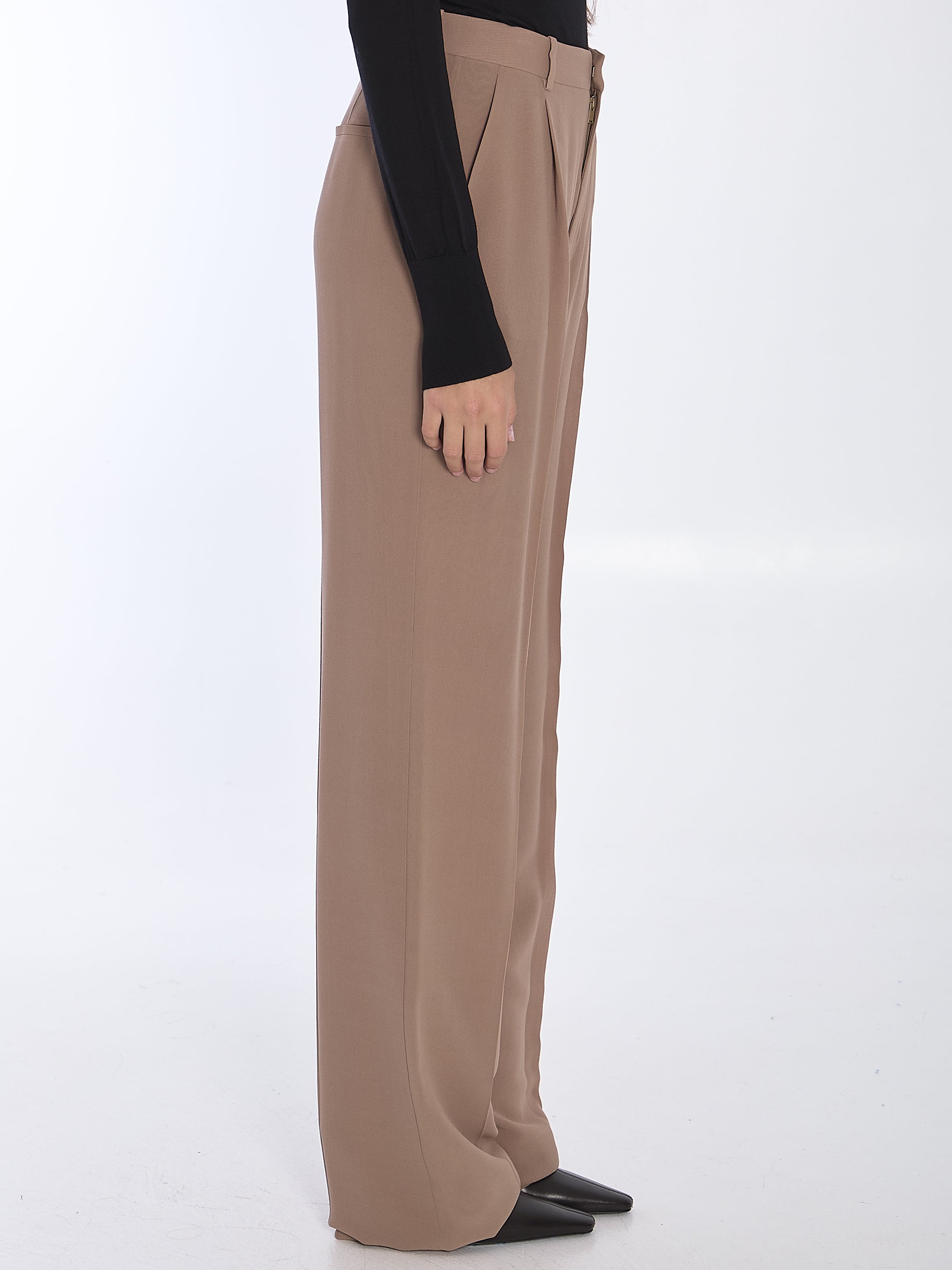 SAINT LAURENT 36 silk crêpe trousers