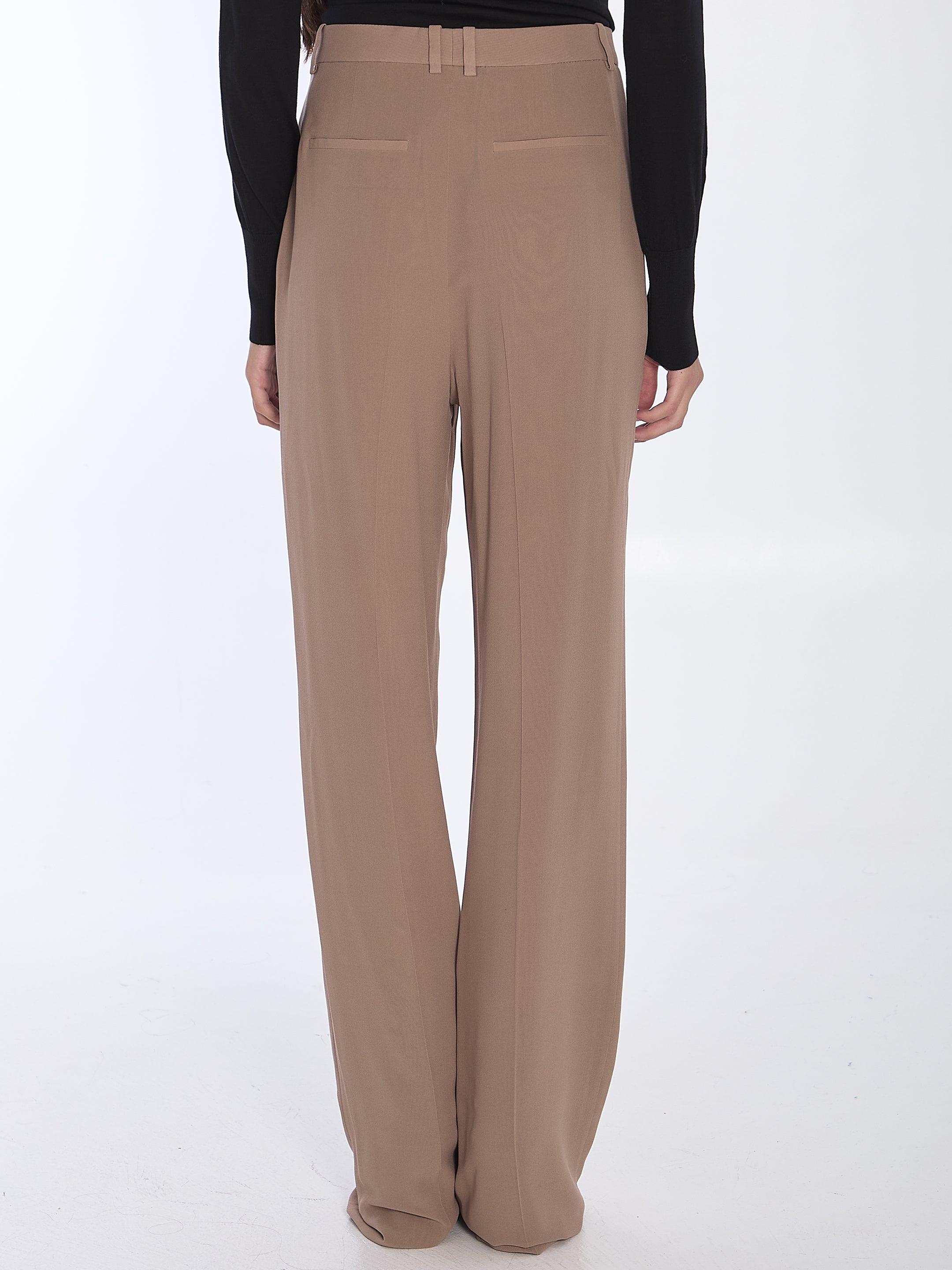 SAINT LAURENT 36 silk crêpe trousers