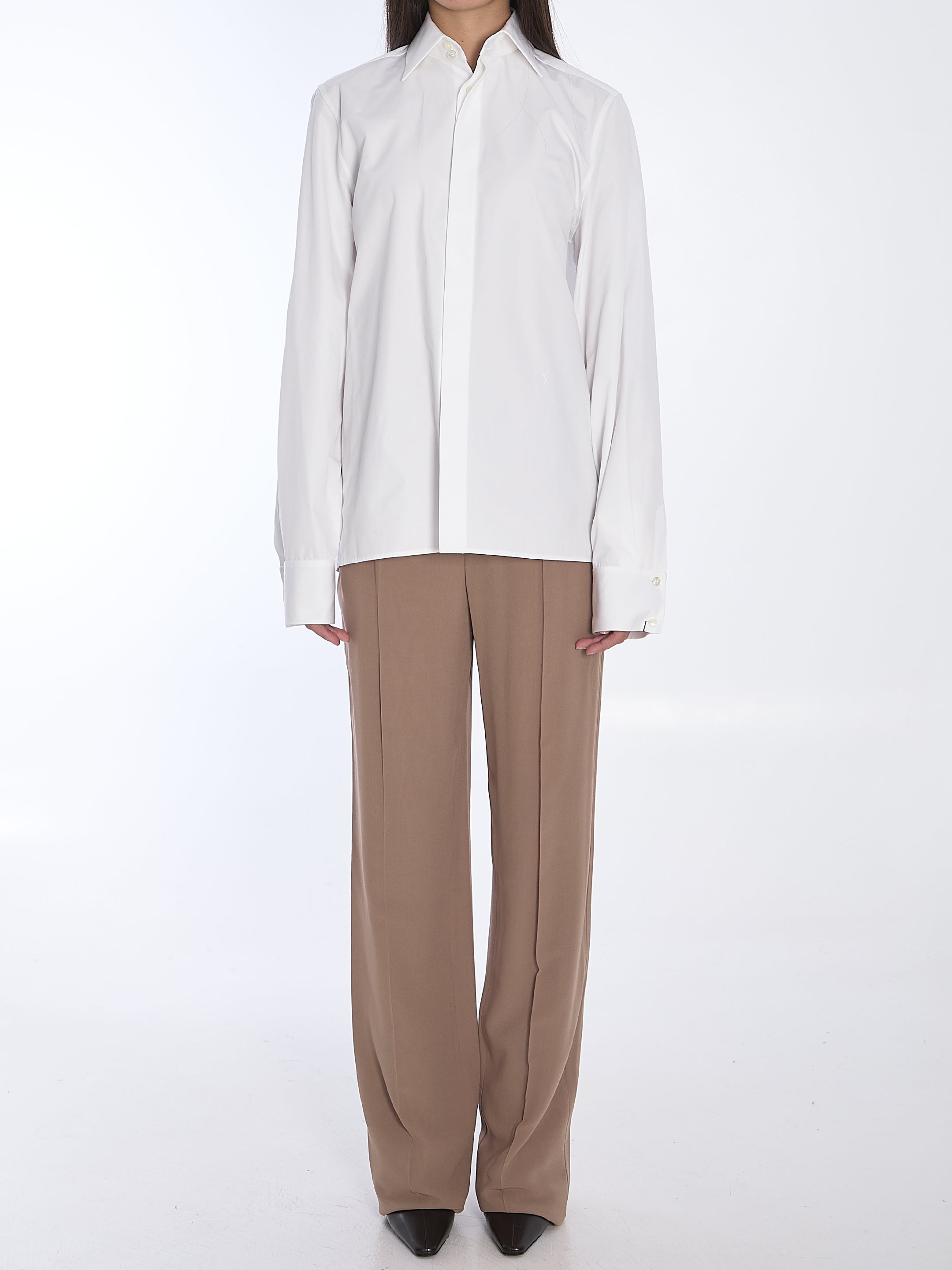 SAINT LAURENT 36 silk crêpe trousers