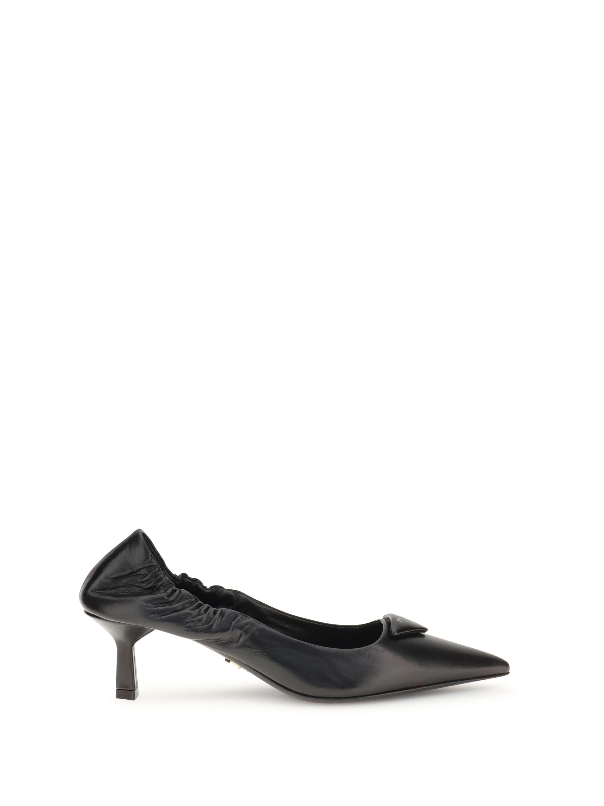 PRADA 38 leather logo pumps