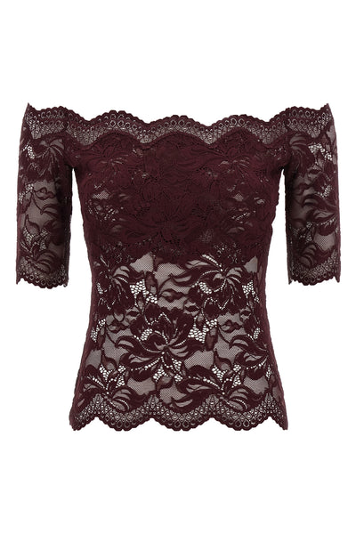semi-transparent double-layer lace top