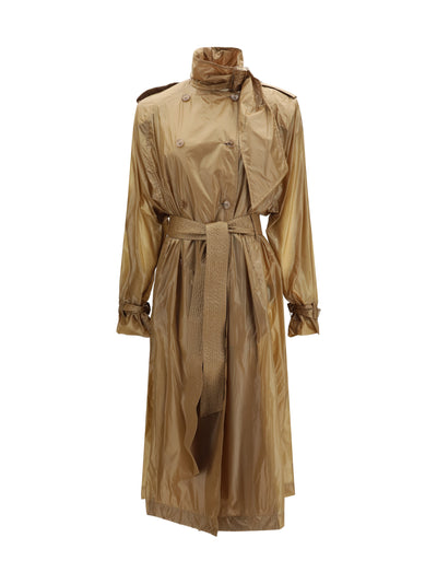 translucent technical fabric trench with lavallière collar