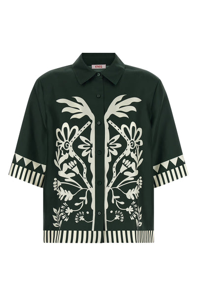 émeraude shirt in panama patterned silk twill