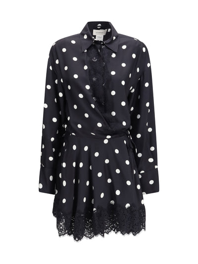 polka dot lace dress with drawstring