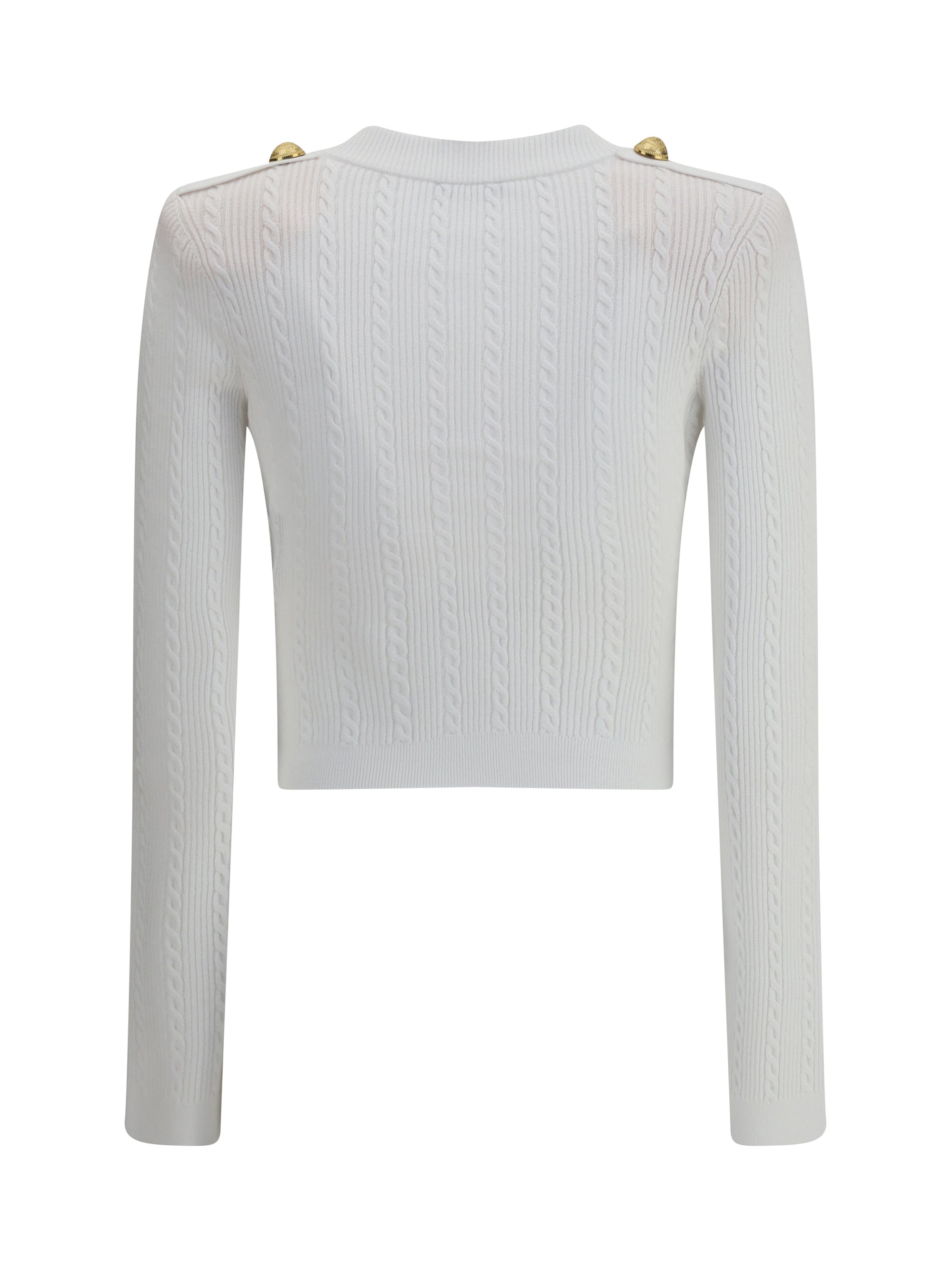 BALMAIN 36 ribbed and braided cardigan