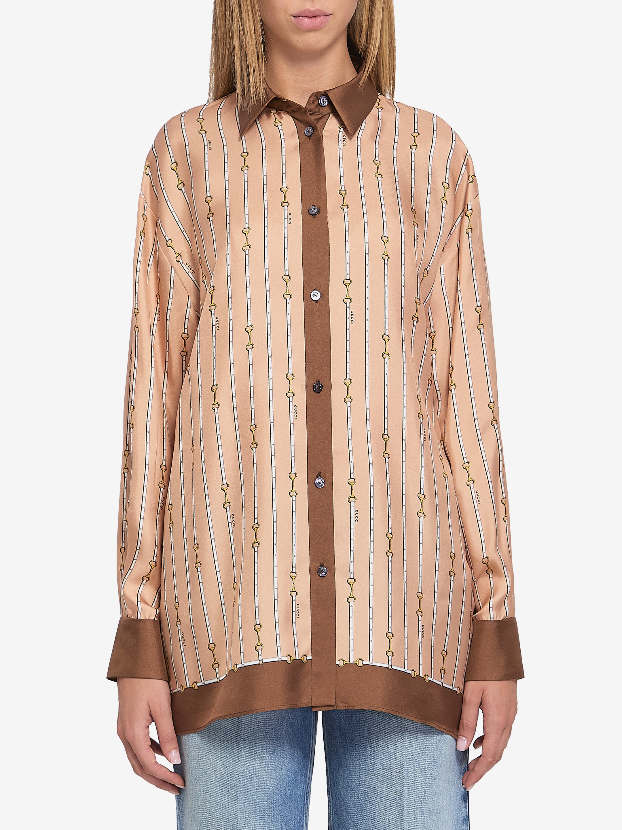 GUCCI 38 shirt in printed silk