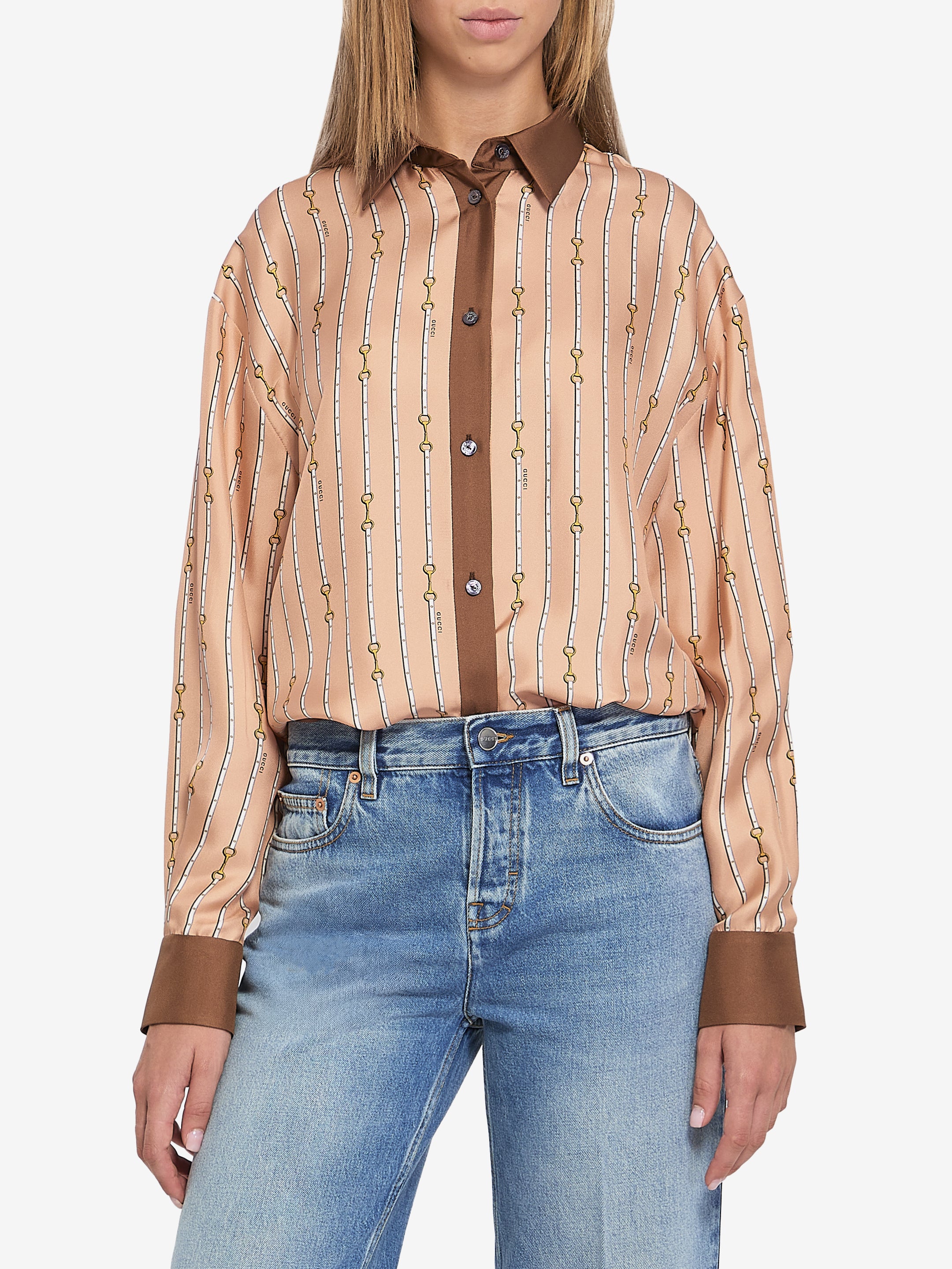 GUCCI 38 shirt in printed silk