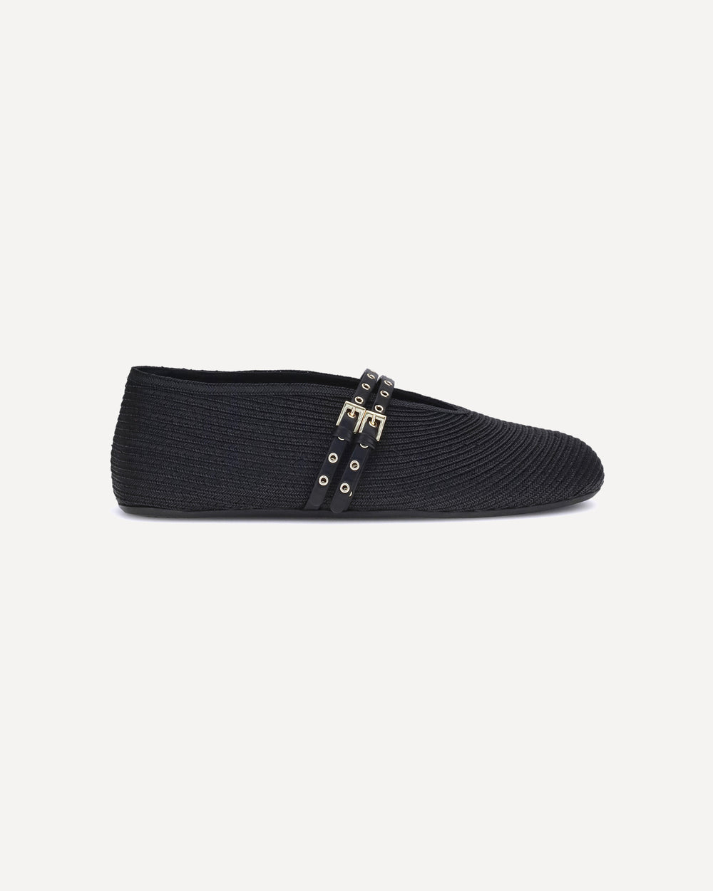 Alaa Raffia Ballerinas Black