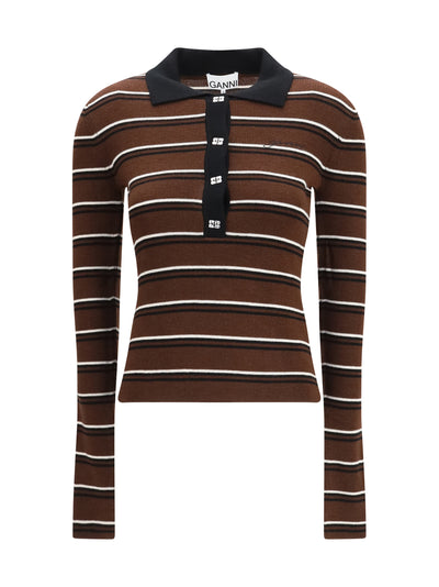 striped merino polo shirt