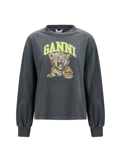 long-sleeve tiger-print t-shirt
