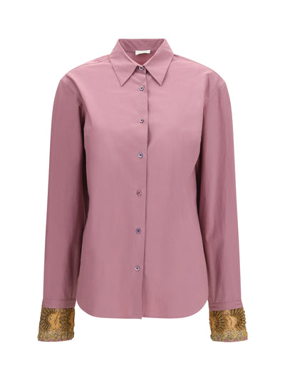 cotton shirt with floral embroidered cuffs