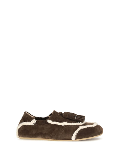 suede slip-on loafers with tassel