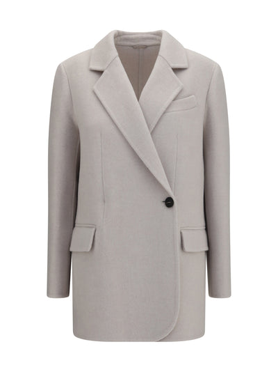 single-breasted wool and cashmere jacket