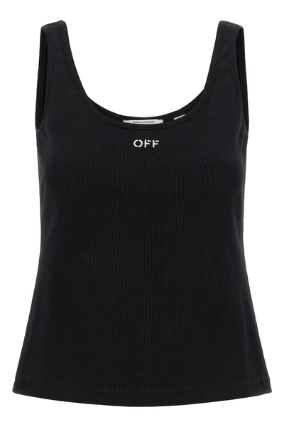 the black off stamp tank top by off-white in ribbed cotton defines a slim and