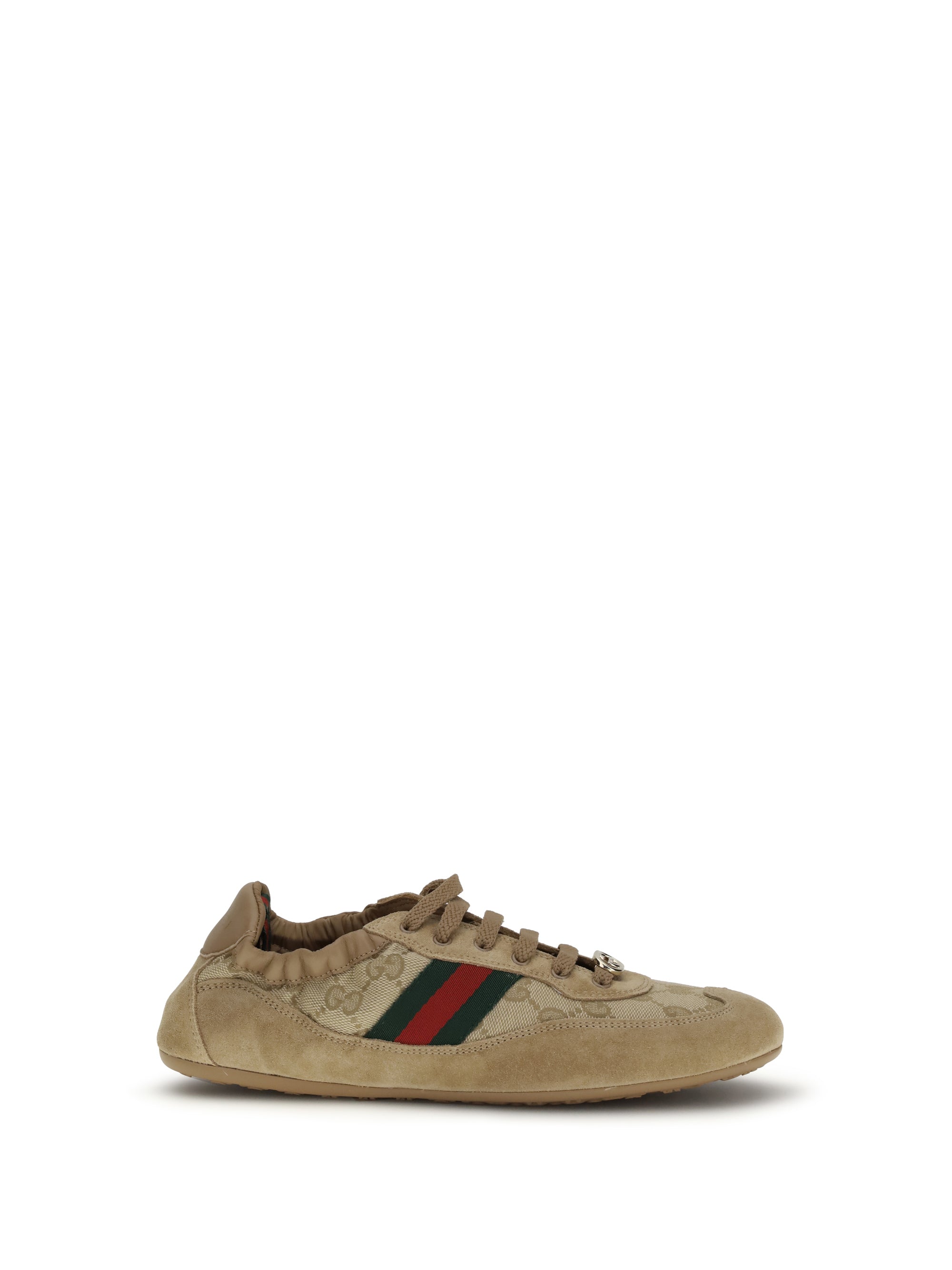 GUCCI 36 shift sneakers in gg fabric and leather