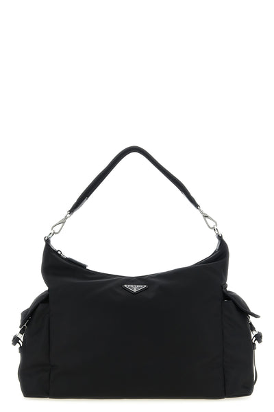 prada explore large shoulder bag in re-nylon and leather