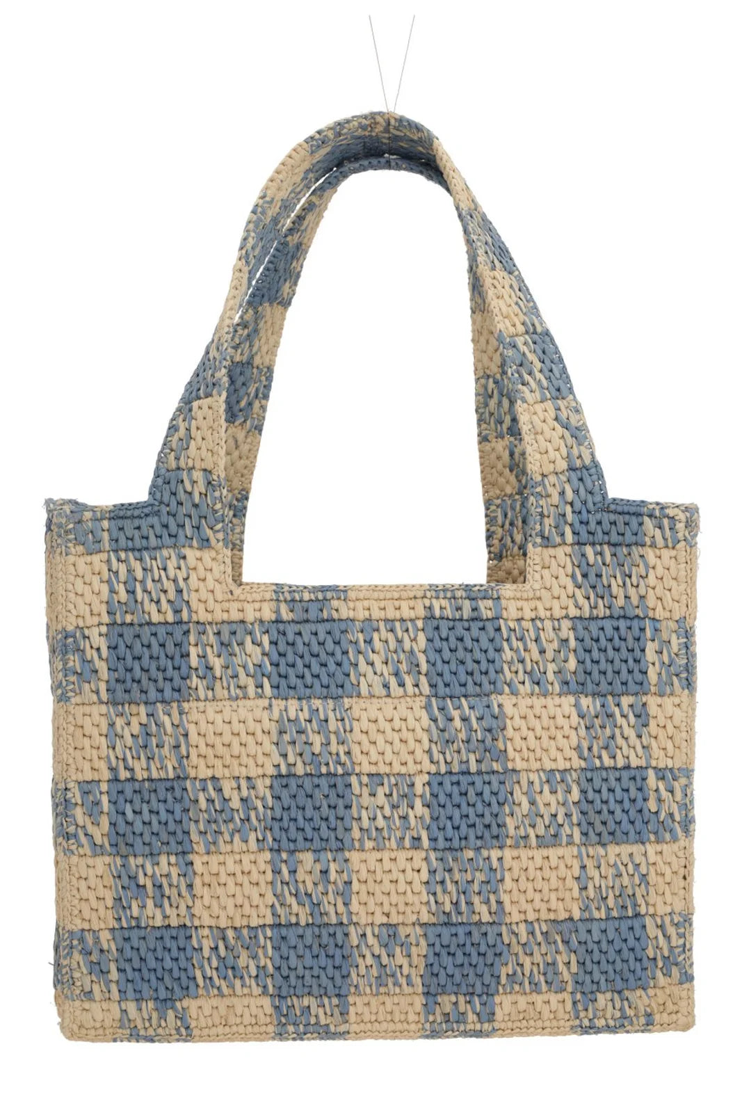 Font Medium Checked Raffia Tote