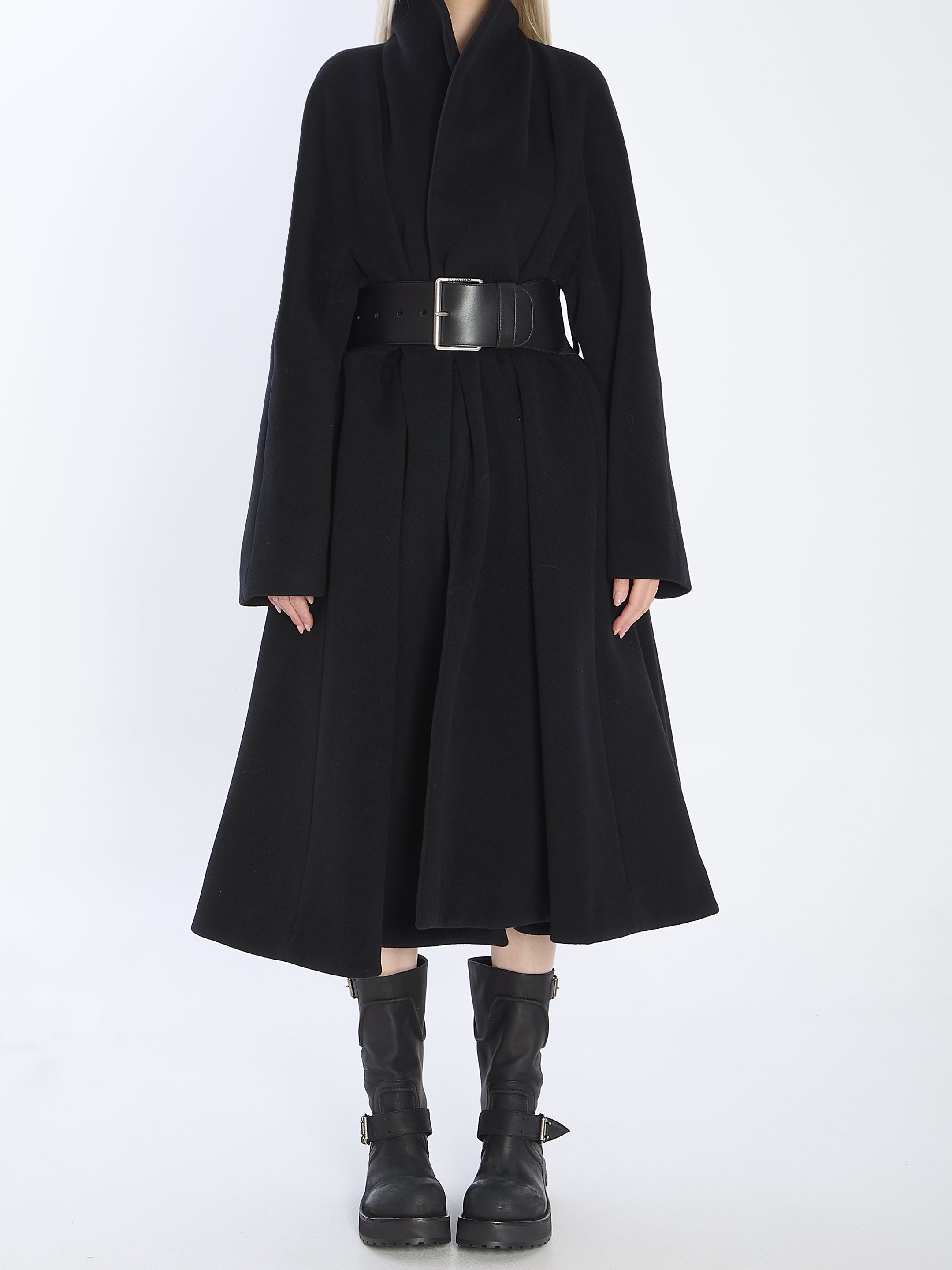 BALENCIAGA 36 wrap coat in black wool