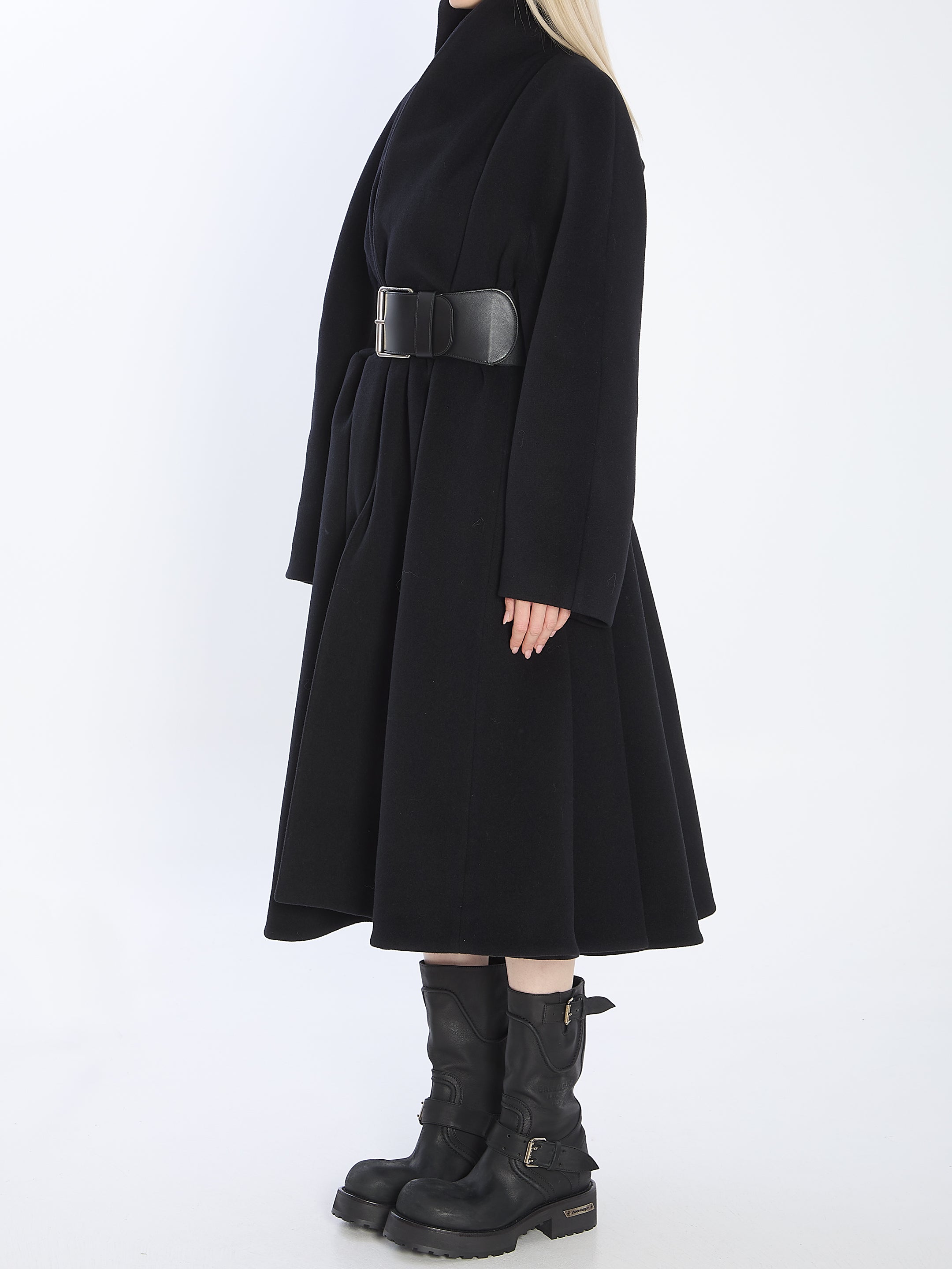 BALENCIAGA 36 wrap coat in black wool