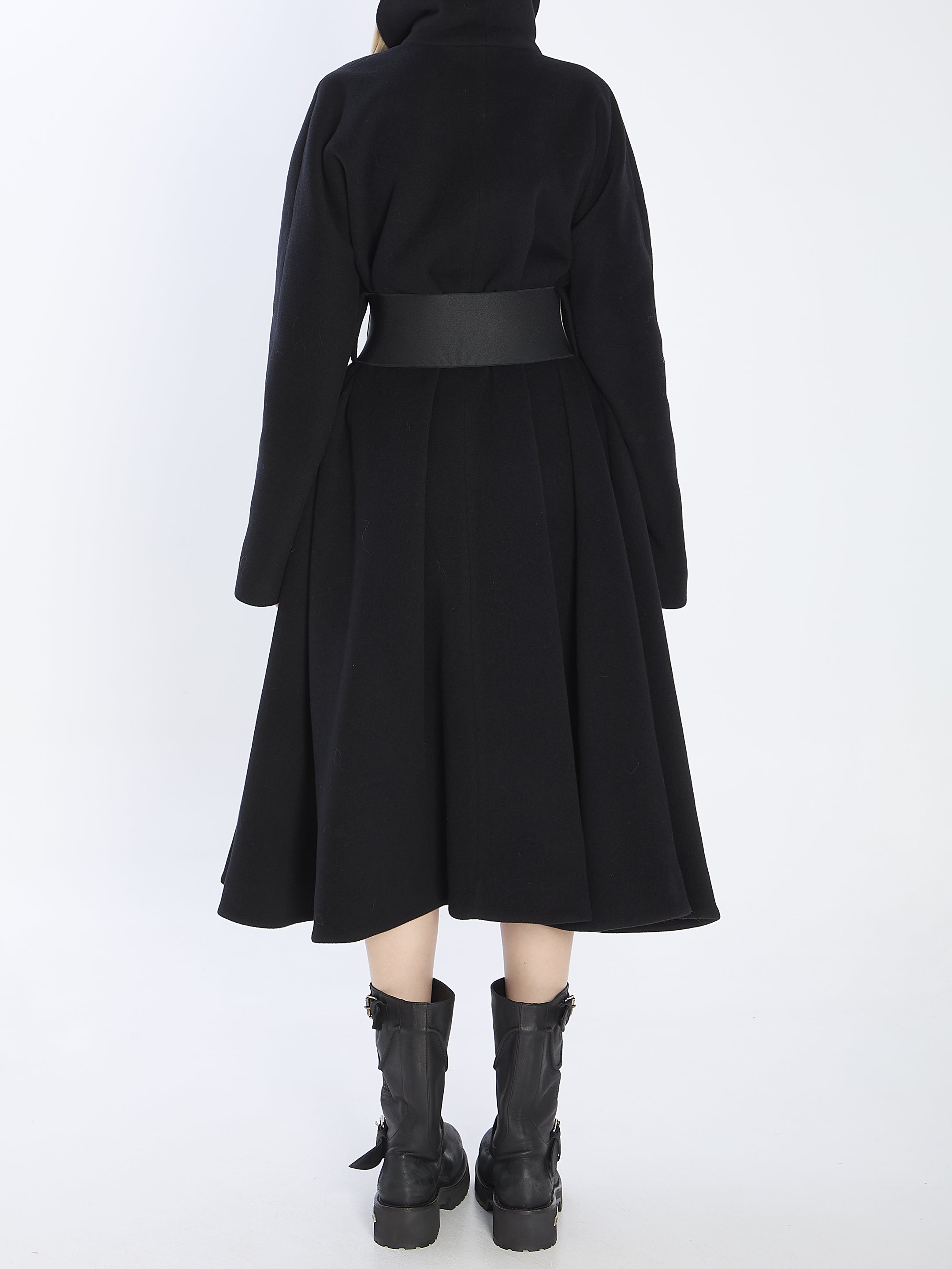 BALENCIAGA 36 wrap coat in black wool