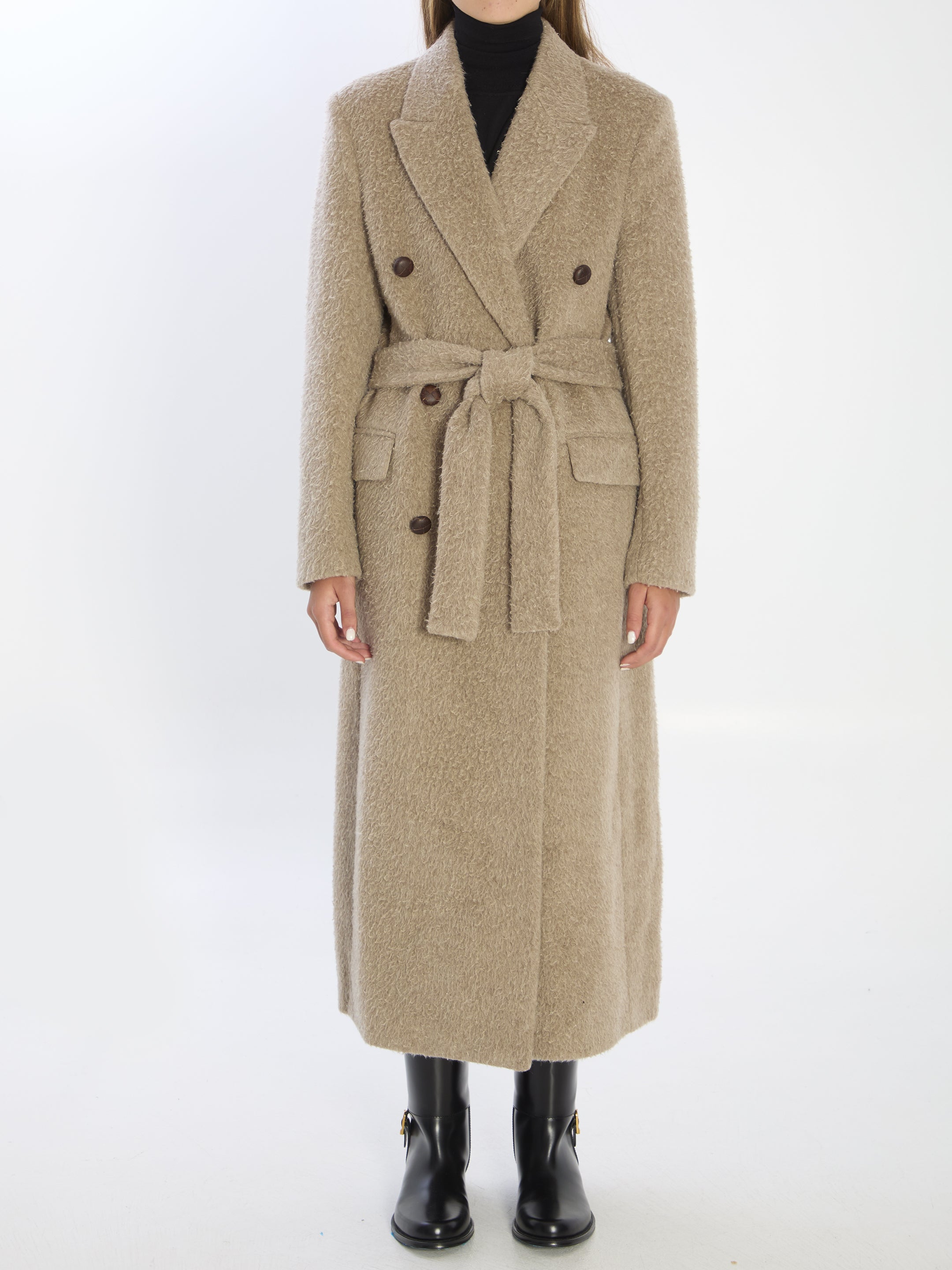 GOLDEN GOOSE 38 greige double-breasted coat