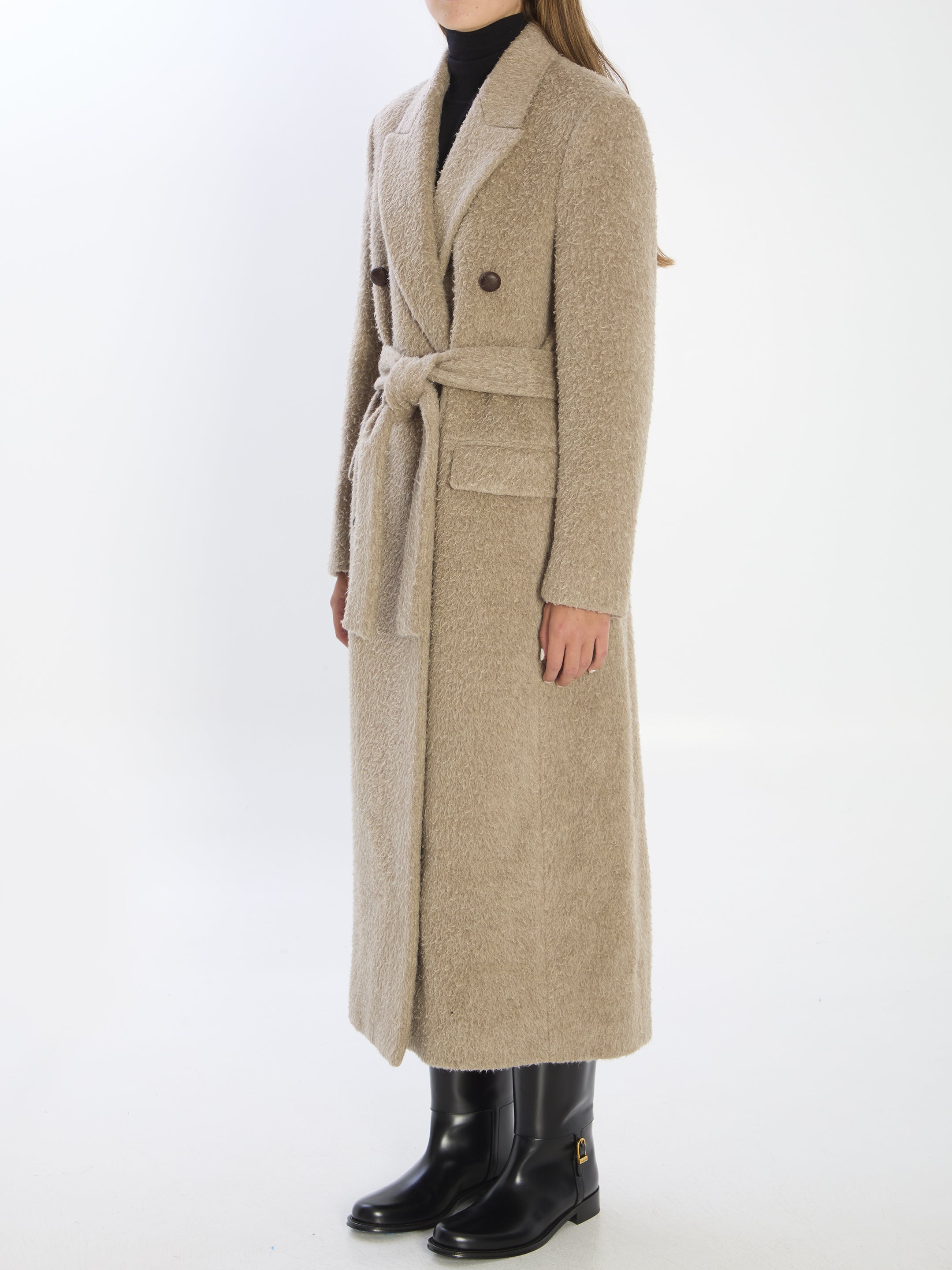 GOLDEN GOOSE 38 greige double-breasted coat