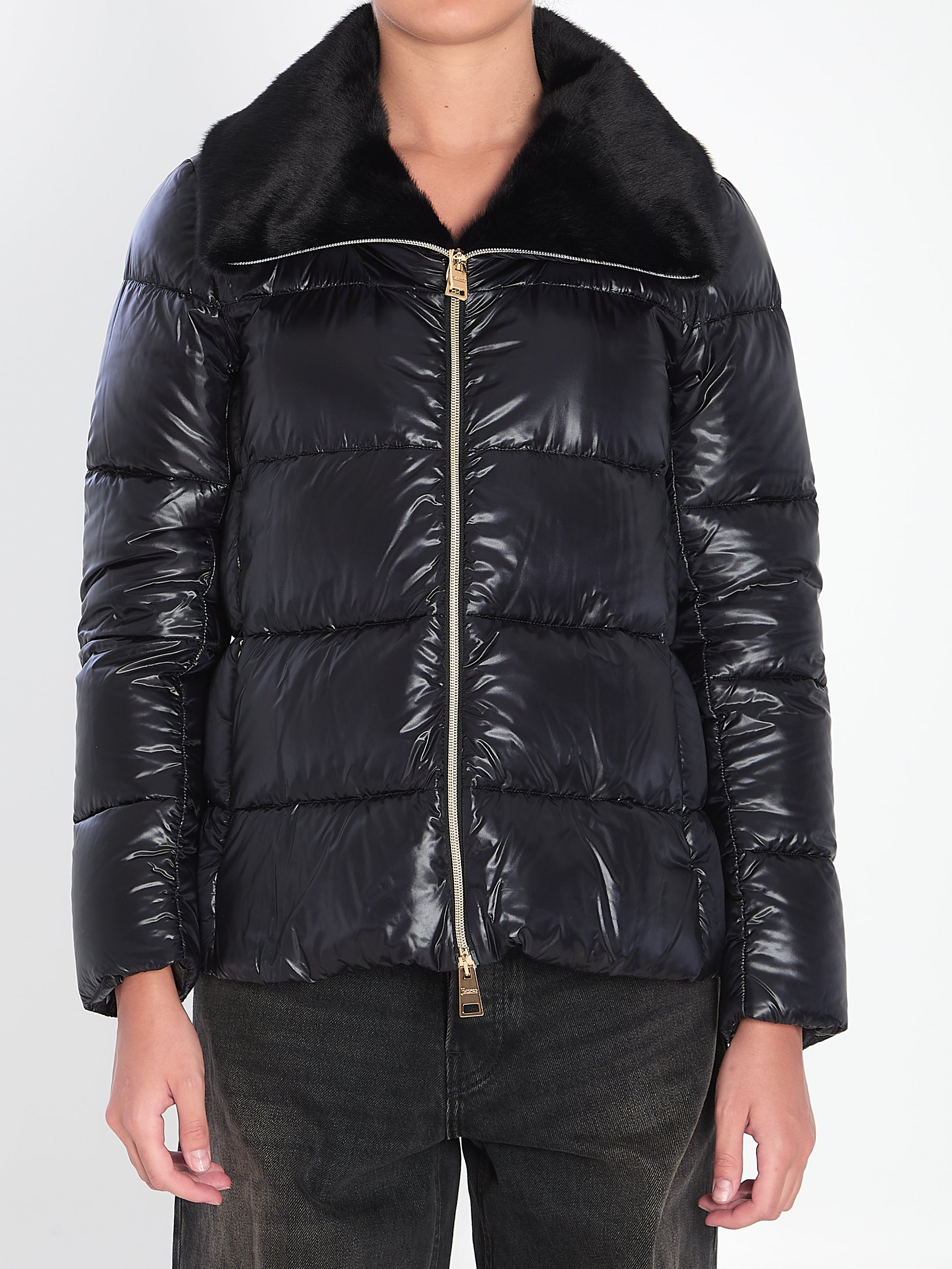 HERNO 40 light puffer with collar fur