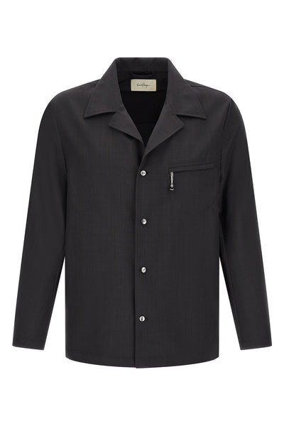fairmont safari shirt in fresh effect wool mélange fabric