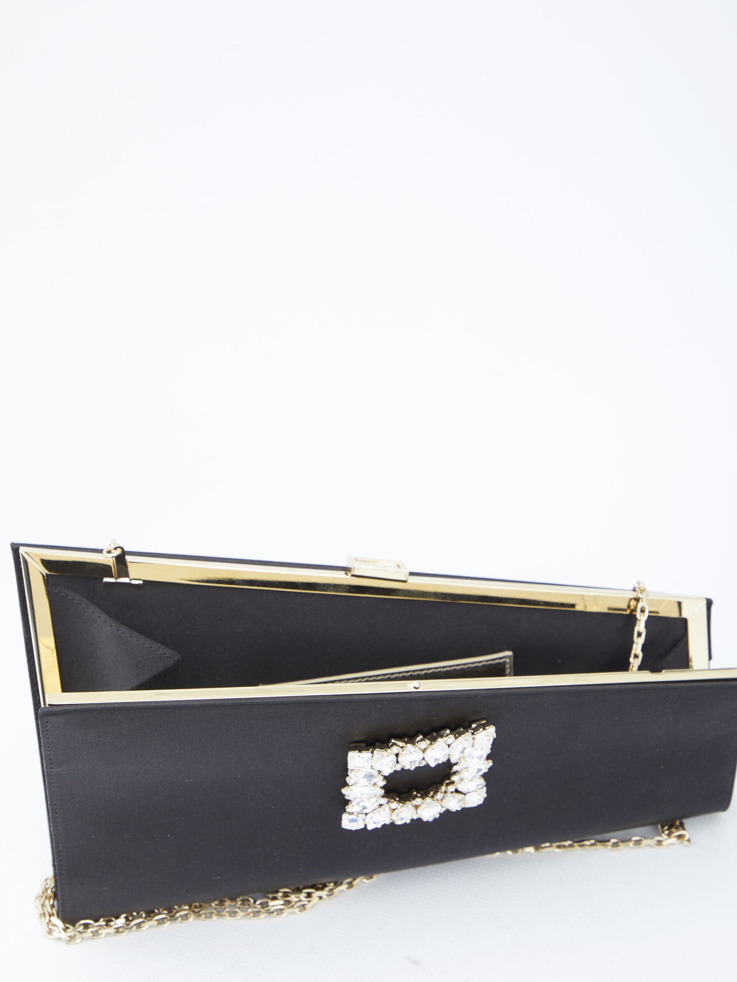 ROGER VIVIER OS asymmetrical strass buckle clutch