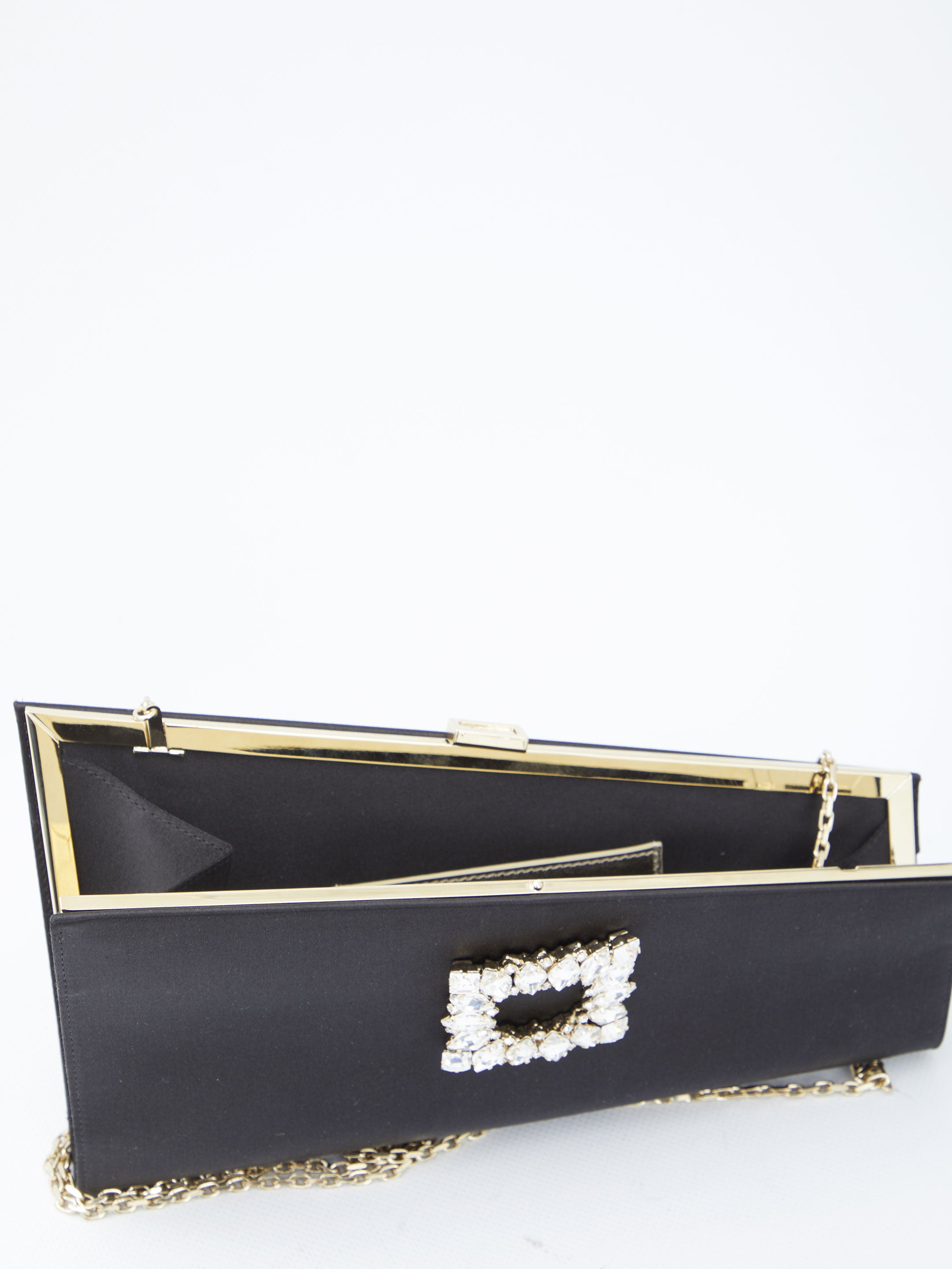 ROGER VIVIER OS asymmetrical strass buckle clutch