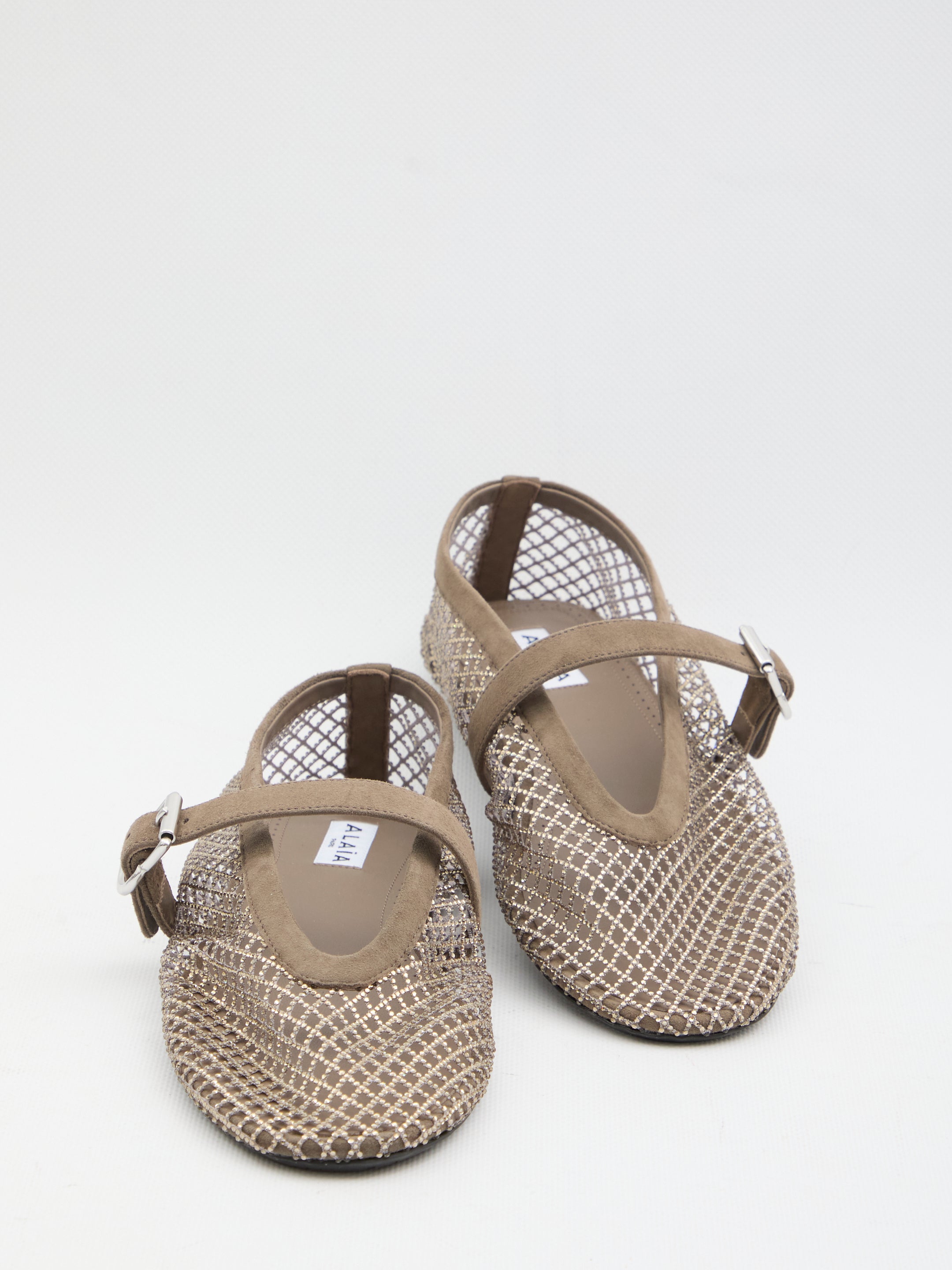 ALAIA 36 ballet flats in strass fishnet