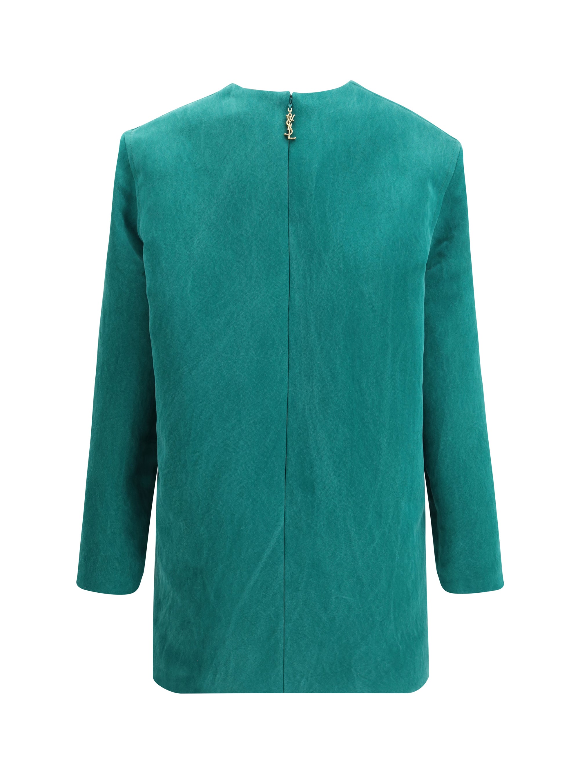 SAINT LAURENT 36 stonewashed silk satin boxy dress