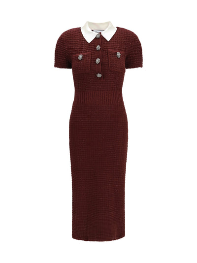 knit midi dress with statement buttons