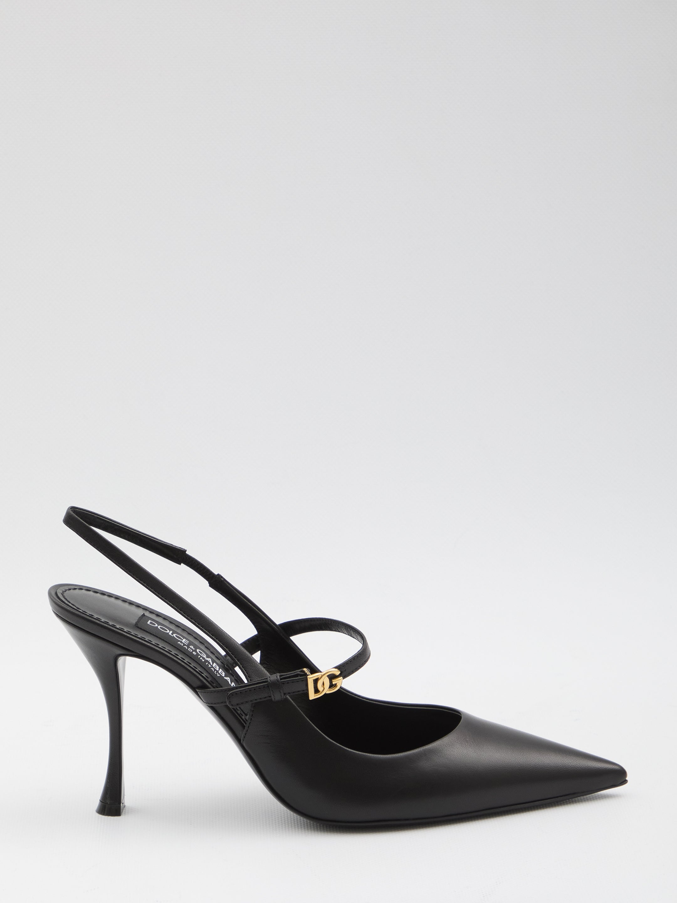 DOLCE&GABBANA 37 black leather slingback pumps