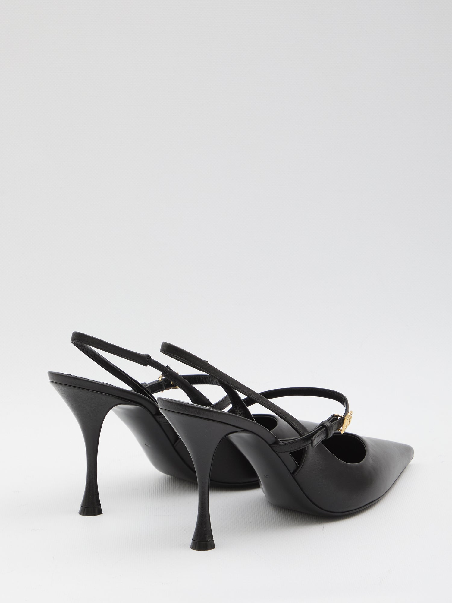 DOLCE&GABBANA 37 black leather slingback pumps
